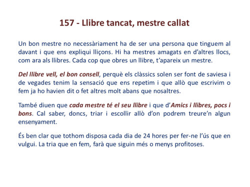 Llibre tancat, mestre callat