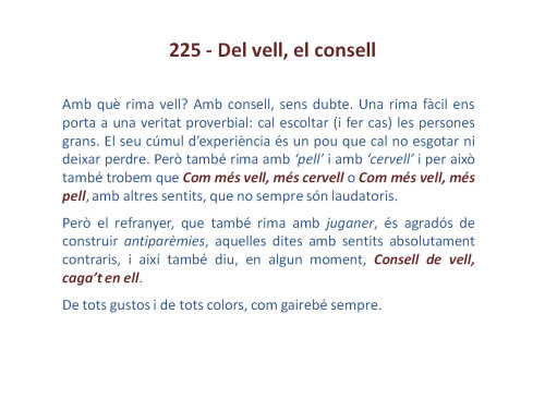 Del vell, el consell