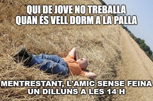 Qui de jove no treballa, quan és vell dorm a la palla