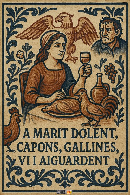 A marit dolent, capons, gallines, vi i aiguardent