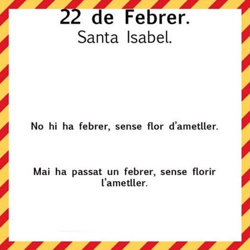 Pel gener (o febrer), floreix l'ametller