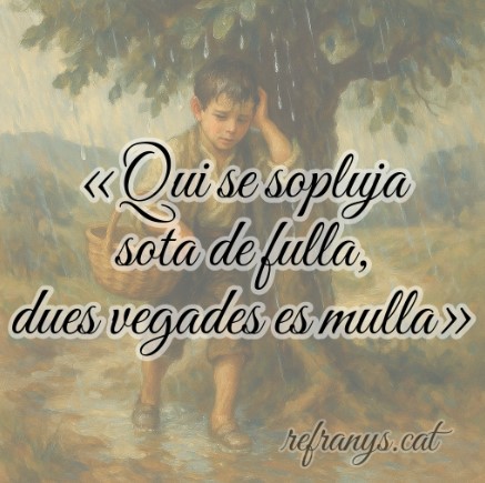 Qui se sopluja sota de fulla, dues vegades es mulla