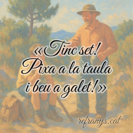 —Tinc set! —Pixa a la taula i beu a galet!