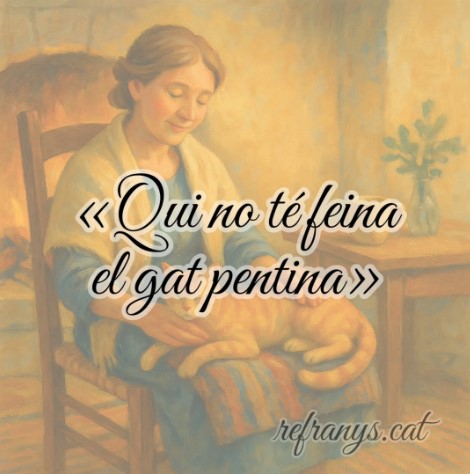 Qui no té feina el gat pentina