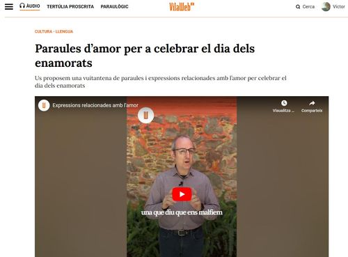 «Paraules d'amor per a celebrar el dia dels enamorats»