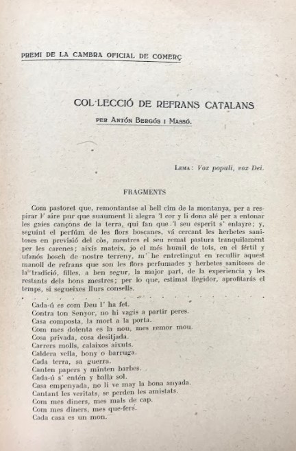 «Col·lecció de refranys catalans»