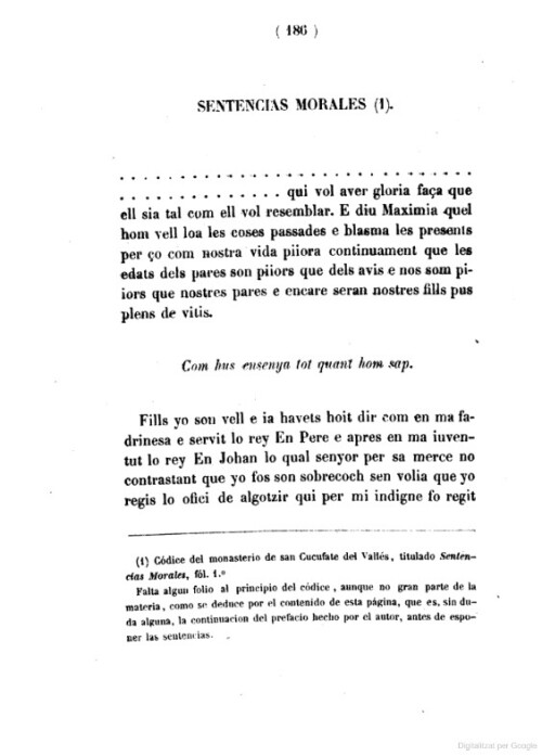 Sentencias morales - Colección de documentos inéditos del Archivo General de la Corona de Aragón