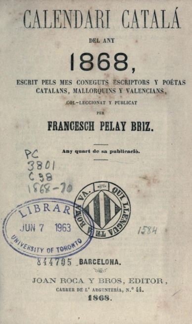 Calendari catalá del any 1868