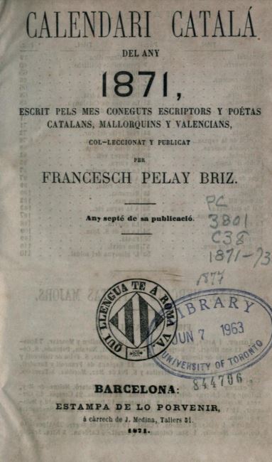 Calendari catalá del any 1871