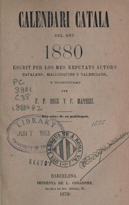 Calendari catalá del any 1880