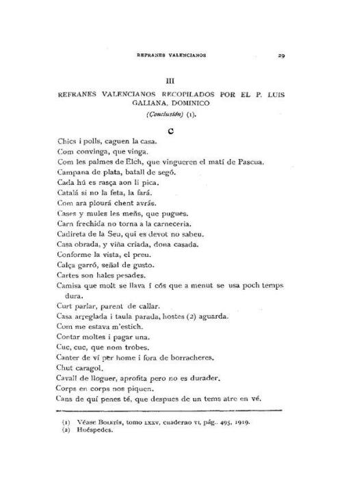 Refranes valencianos recopilados por el P. Luis Galiana, Dominico