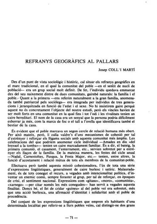 «Refranys geogràfics al Pallars»