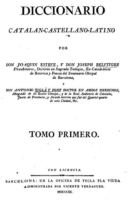 Diccionario catalan-castellano-latino, 2 vol.