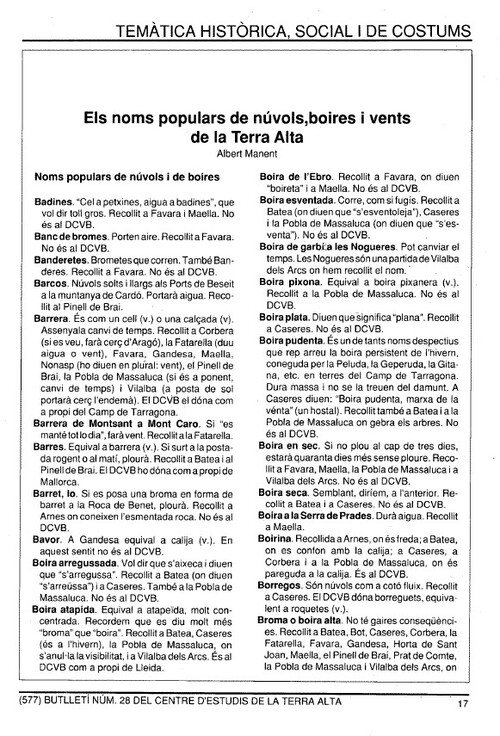 «Els noms populars de núvols i boires de la Terra Alta»