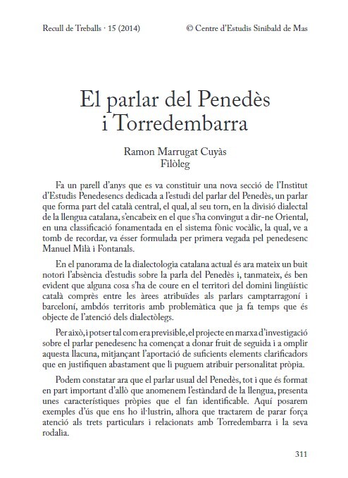 «El parlar del Penedès i Torredembarra»