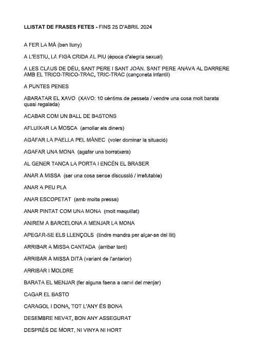 Llistat de frases fetes
