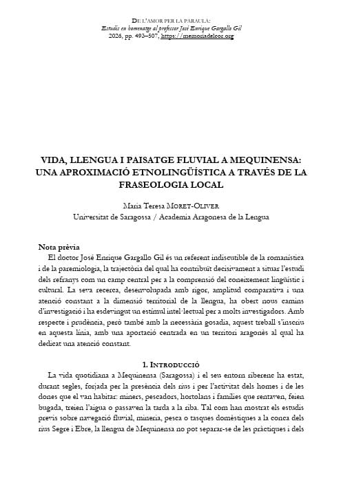 «Vida, llengua i paisatge fluvial a Mequinensa»