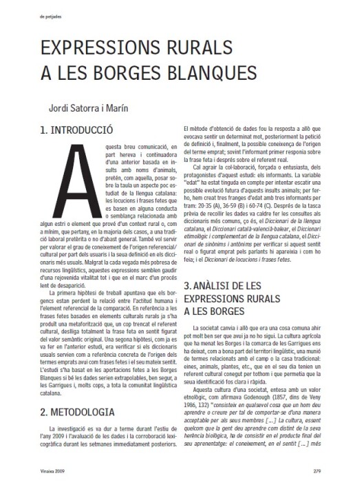 «Expressions rurals a les Borges Blanques»