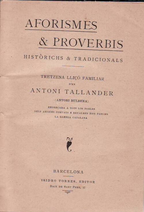 Aforismes & proverbis històrichs & tradicionals
